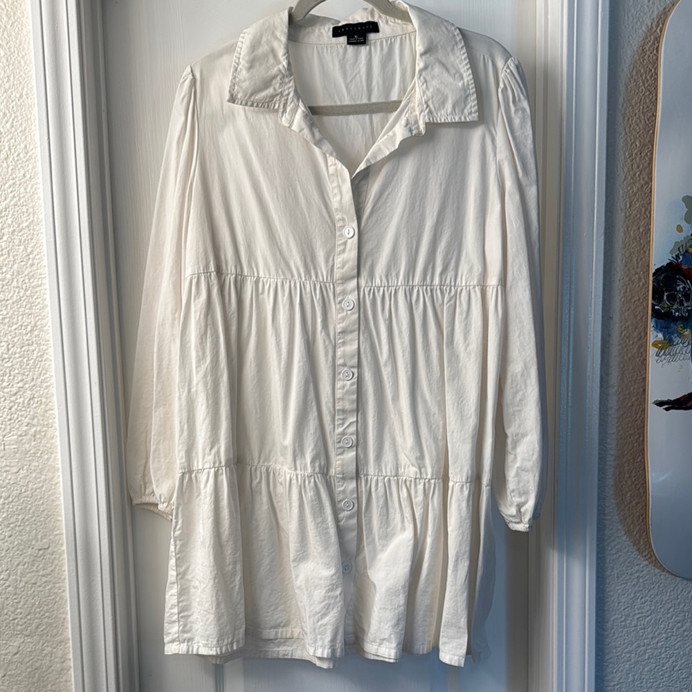 Sanctuary Cream Cotton Button-Up Shirt Dress
